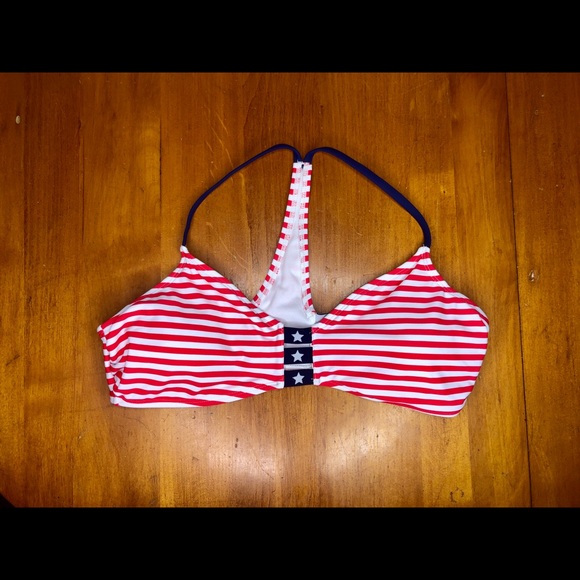 Xhilaration Red White Blue American Flag Swim Top - Picture 2 of 4